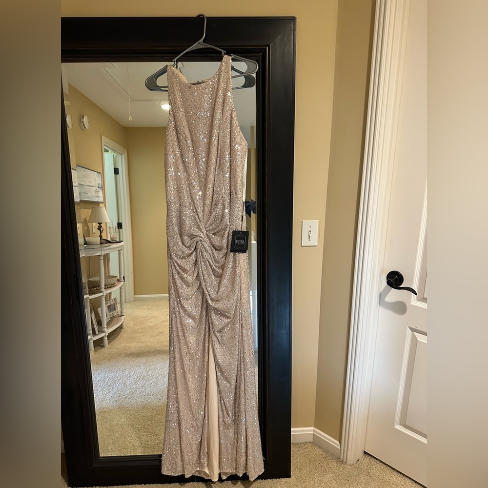 Mac Duggal Champagne Sequin Dress